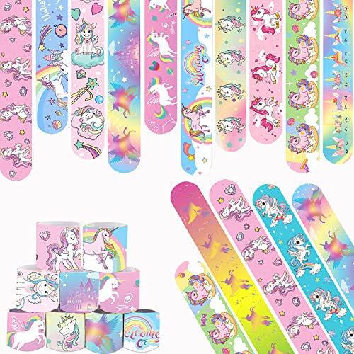 Acuiwer Braccialetti Slap 24 Pezzi Unicorno Slap Bracelets Schiaffo Bracciali Gadget Compleanno Bambini Festa Bomboniere Regalo Ragazze