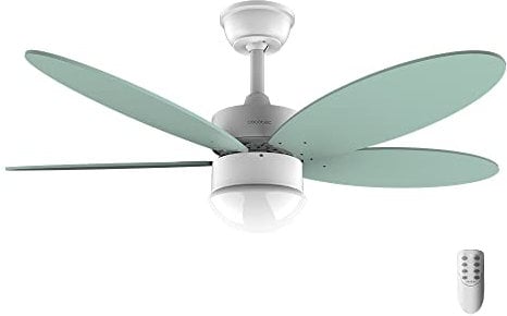Cecotec Ventilador de Techo con Luz EnergySilence Aero 4260 Mint. 40 W, Motor DC, Diámetro 42” con 5 Aspas Reversibles, Luz LED, Mando a Distancia, Temporizador, 6 Velocidades