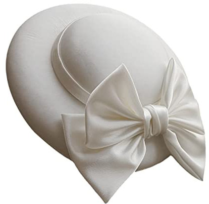 Gogogmee Damen Fascinator Hut FüR Hochzeiten Partys WeißEr Satin Bowler Hut Mit Verstellbarem SchweißBand Eleganter Party Dress Hut FüR Festliche AnläSse Und KostüMpartys