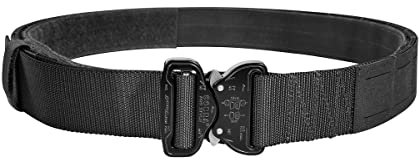 Tasmanian Tiger TT Modular Belt Set Flacher 43mm Cobra Koppel Ausrüstungs- und Dienst-Gürtel mit Laser Cut Molle inkl. Innengürtel (S, Black)