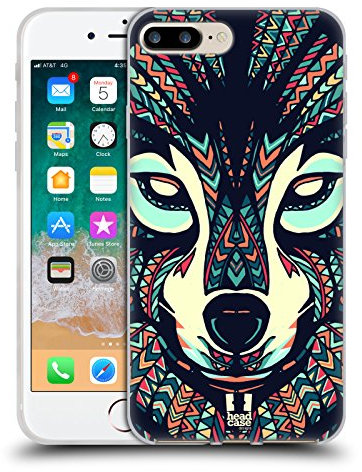 Head Case Designs Lobo Caras de Animales Aztecas 3 Caso Funda de Gel Suave Compatible con Apple iPhone 7 Plus/iPhone 8 Plus