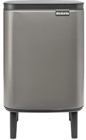 Brabantia - Bo Waste Bin Hi 7L with Soft Close Lid, Removable Inner Bucket, and Transport Grip – Ideal for Bathroom, Bedroom, and Home Office – Platinum