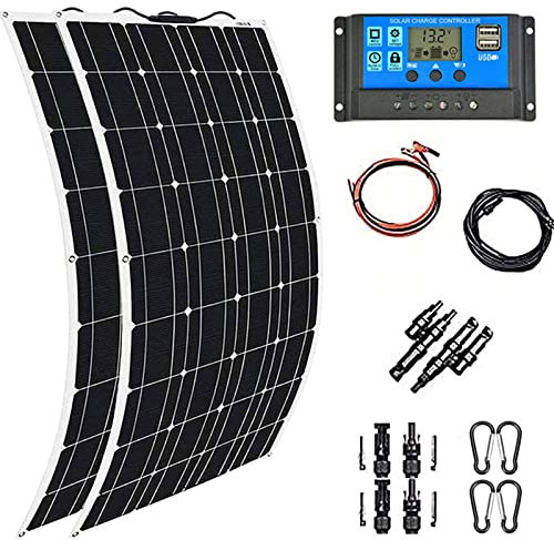 USEBEM Kit Panneau Solaire 400W 600W 800W 1200W,Solaires Monocrystalline Haute Efficacité ÉTanche,Panneaux Solaires Souple,avec ContrôLeur 40A,pour Maison,Caravane,Bateau,2X400W