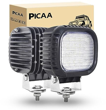 PICAA LED Arbeitsscheinwerfer, 5 Zoll 48W 4800 Lumen 6000k Flood Offroad LED Scheinwerfer Wasserdicht Nebelscheinwerfer LED Scheinwerfer 12V 24V für Offroad Motorrad 4WD SUV ATV UTV Truck(2 Stück)