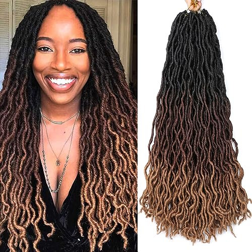 Gypsy Goddess Faux Locs Crochet Cheveux Bouclés Ondulés Twist Doux Pré-Bouclés Tresses Dreadlocks Extensions pour Femmes Noires(C1,18 in(6Pack))
