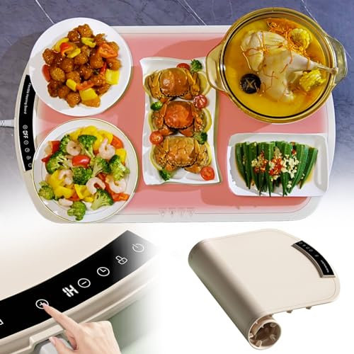 json2xml Tovaglietta scaldavivande Flessibile per Piatti Caldi per Feste in casa e mangiatori Lenti, Vassoio riscaldante Elettrico con Temperatura Regolabile da 40 a 120° e Timer da 4 Ore, 65 * 40 cm