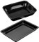 Dr. Oetker 9929450 Set de 2 Plats à Four, Plat de Cuisson, Plaque à pâtisserie, Plat Four, Plaque pâtisserie, Acier, Email, Noir, 42 x 29 x 4 cm et 40 x 34 x 8 cm