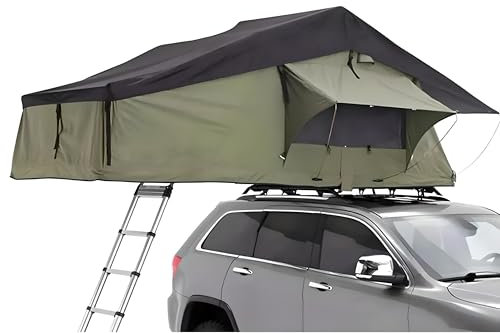 Dachzelt Autodachzelt Soft Case 2 Größen, bis zu 5 Personen Grün Schwarz mit optionalen Vorzelt (Größe: 163x125x26cm ohne Vorzelt)