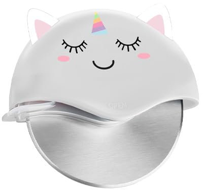 I-TOTAL®- Tagliapizza in acciaio inossdabile senza maniglia, ruota da taglio con disegno (UNICORN)