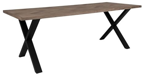 möbelando Esstisch >Bordeaux< in Geräuchert, Eiche-Massiv - 95x75x200cm (BxHxT)