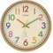 Foxtop Kinder Funk Wanduhr Ohne Tickgeräusche Lautlos Kinderuhr Bunt Uhr für Jungen Mädchen Kinderzimmer Schlafzimmer Küche Wohnzimmer Schule 30 cm