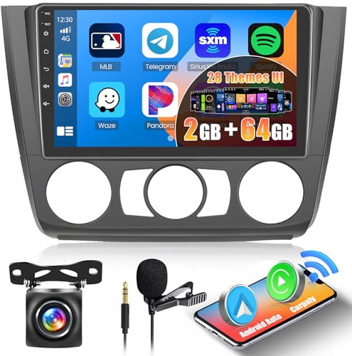 Inefala 2G+64G Android 15 Autoradio per BMW 1 Series E87 E81 E82 E88 2008-2012, 9 Pollici Schermo 2 Din Radio con Carplay Wireless Android Auto GPS WiFi RDS/FM Bluetooth Retrocamera Mic