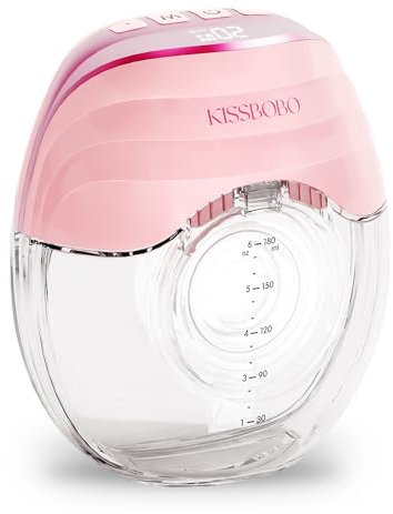 Tiralatte elettrico, KISSBOBO tiralatte elettrico indossabile - 3 modalità 8 livelli, display a LED, tiralatte silenzioso e indolore (Rosa 1 pezzo)