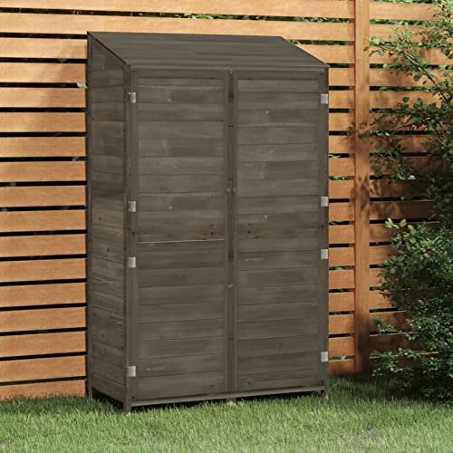 Iiaky Geräteschuppen Anthrazit 102x52x174,5 cm Massivholz Tanne Gartenschrank Holz Wetterfest