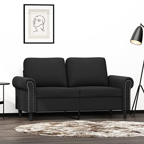 Willood 2-Sitzer-Sofa Loungesofa Couch mit Armlehnen Rückenkissen, Wohnzimmersofa Designsofa Metallgestell, Sitzmöbel Zweisitze,Multi-Sofa, Schwarz 120 cm Samt