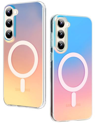 DEVASO Magnetisch Hülle für Samsung Galaxy S23 Kompatibel mit MagSafe, Schillernd Farbwechsel-Effekt Durchscheinende Matt Handyhülle Dünn Stoßfest Schutzhülle für Frauen und Mädchen