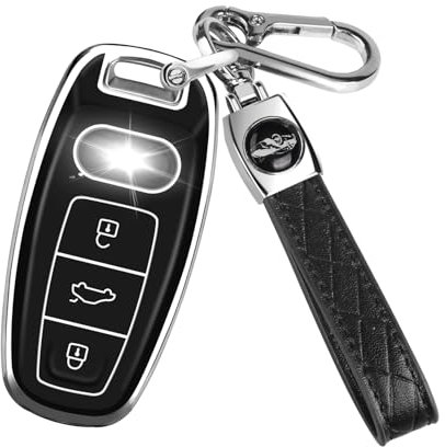 FT FUNTOR Autoschlüssel Hülle für Audi, TPU Autoschlüssel Schutzhülle, 3 Tasten Schlüsselcover Schlüsselhülle Passt für Audi S6 RS6 S7 RS7 A6L A6 A7 E-Tron (Schwarz)