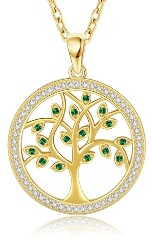 DAYLINLOVE Tree of Life Necklace 925 Sterling Silver Gold Tree Of Life Jewellery Gift for Women