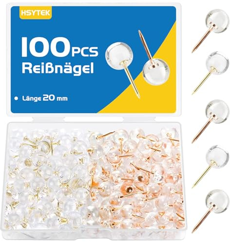 Packung mit 100 Reißnägel, Reißzwecken Weiß, Pinnwandnadeln,Pinnadeln, Heftzwecken,zum Befestigen von Papier geeignet