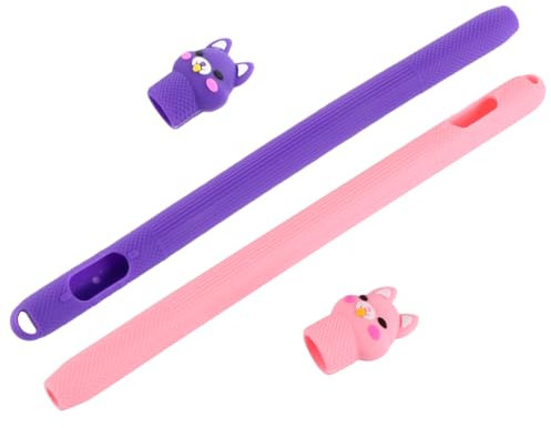 SECFOU 2piezas Funda Protectora De Silicona para Lápiz Compatible Pencil Color Rosa Morado Accesorio Antideslizante Resistente Caídas Diseño Delicado Ligero para Uso Cómodo