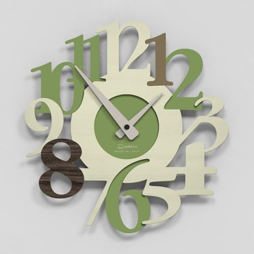 Giallobus - Premium-Uhr - Carved - MDF-Holz - Premium 30x30‎‎cm - 15 - Pinking - Italienisches Handwerk – geräuschlos – Geschenkidee – modern