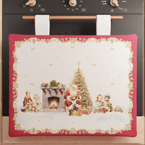 PETTI Artigiani Italiani - Copriforno Natalizio, Copriforno Cucina Natalizio, Copri Forno 40x50 cm, Copriforno Vintage Xmas, 100% Made in Itay