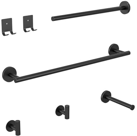 Auralum Badezimmer-Handtuchhalter-Set - Edelstahl, Badezimmer-kit umfasst Handtuchhalter, Handtücherhalter, Toilettenpapierhalter und mehr Haken, mit Nagel- und Klebefolgenmontage (Edelstahl)