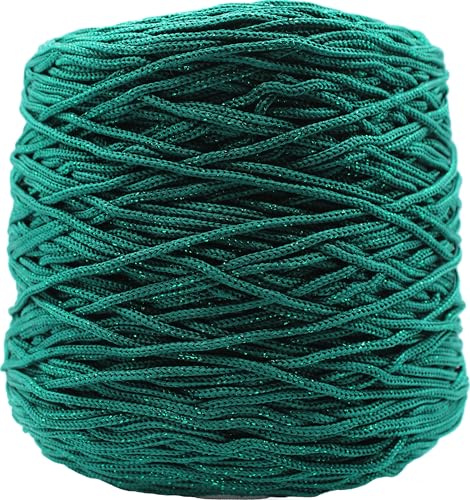 Cordino Thai 500 gr 100% polipropilene borsa uncinetto uncinetto 3,5/4 VARI COLORI lurex glitter (511 VERDE BOTTIGLIA)