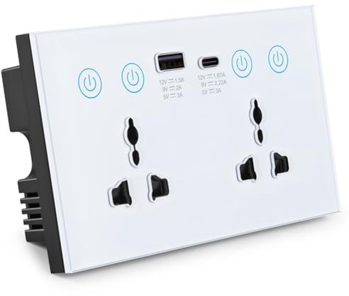 Booso Prise Universelle UE Royaume- États- Tuya ZigBee Prise Intelligente Blanche avec Port USB et Type-C Smart Life