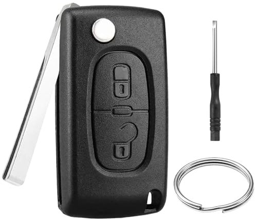 2 Botones Carcasa para Llave CE0536 Compatible con Peugeot 207 307 308 SW 3008 5008 Partner e Citroen C3 Picass C2 C4 C5 C6 C8 Mando a Distancia Repuesto Carcasa Funda Llave de Coche Accesorios