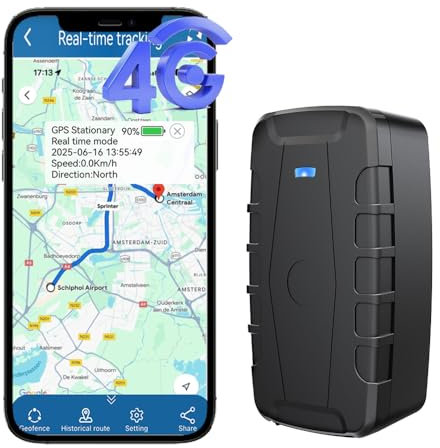 Winnes Hidden Magnetic GPS Tracker 4G 20,000mAh Real time GPS Car tracker Fleet Tracking Device Software, Security Alarms, Geofence, Speed Alert Long Battery Life Quick Set-up