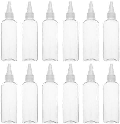 DECORNIJIA 12 Stück Teiliges Transparentes Squeeze Flaschen mit Spitzem Ausguss Auslaufsichere Kunststoff dosierflaschen für Lotion Shampoo Kosmetik und Flüssigkeiten zum Nachfüllen und