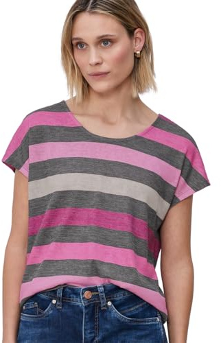 Damen T-Shirt mit gerundetem V-Neck und Streifen