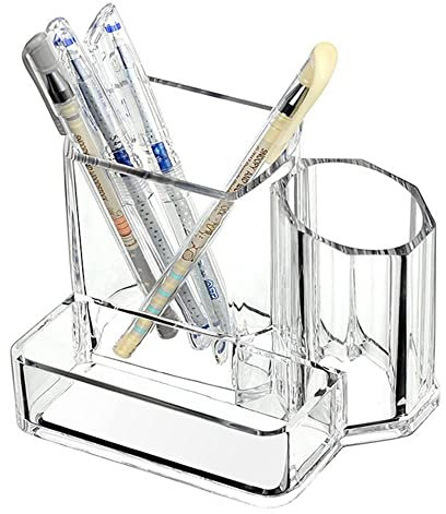 Sooyee Acryl-Schreibtisch-Organizer, 3 Fächer, Schreibtisch-Caddy, multifunktionaler Stiftebecher, Telefon, Fernbedienung, Schreibwaren, Aufbewahrungsbox für Zuhause, Schule, Klassenzimmer,