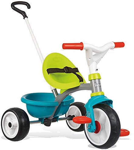 Smoby - Be Move blau - Kinderdreirad mit Schubstange, Sitz mit Sicherheitsgurt, Metallrahmen, Pedal-Freilauf, für Kinder ab 15 Monaten