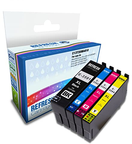 Refresh Cartridges Full Set of 4 Remanufactured Ink Cartridge Replacement for Epson 35XL / T3596 High Capacity (C13T35964010)