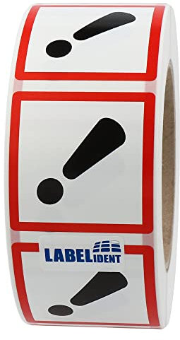 GHS 07 Etiketten 50 x 50 mm - Achtung - 1.000 Gefahrensymbole Aufkleber auf 1 Rolle(n), Polyethylen, GHS Kennzeichnung