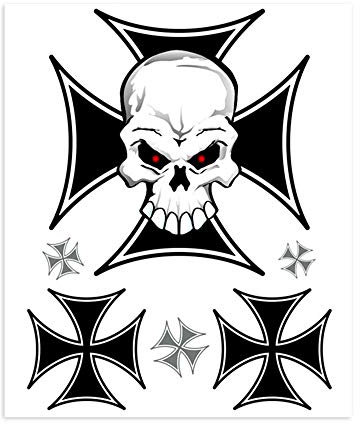 4R Quattroerre.it 32129 Adesivo Stickers Teschio Croce, 10 x 12 cm