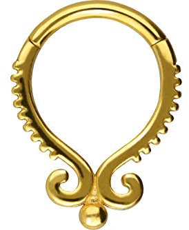 PIERCINGLINE Chirurgenstahl Clicker ORIENTALISCHES DESIGN Piercing Ring Nase Septum Ohr Helix Tragus Goldfarben