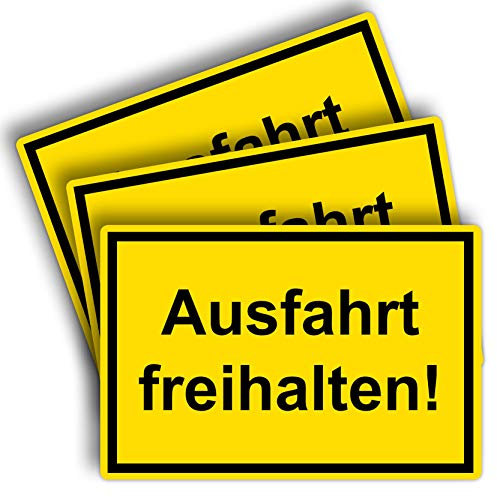 3 Stück Ausfahrt freihalten Schild 20 x 30 cm aus stabiler PVC Hartschaumplatte 3mm mit UV-Schutz von STROBO