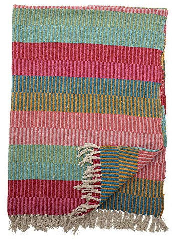 Bloomingville Hochwertige Tagesdecke 160 x 130 cm – Vielseitige Kuscheldecke aus recycelter Baumwolle, ideal als Sofadecke oder für Bett und Garten, kuschelig weich und pflegeleicht