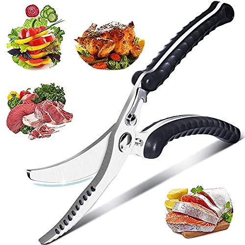 Ciseaux de Cuisine, Ciseaux à Volaille, Acier Inoxydable Cisailles Cuisine, Ciseaux de Cuisine avec Poignée Antidérapante, Pour Couper le Poulet, les Os, le Poisson, la Viande, les Légumes