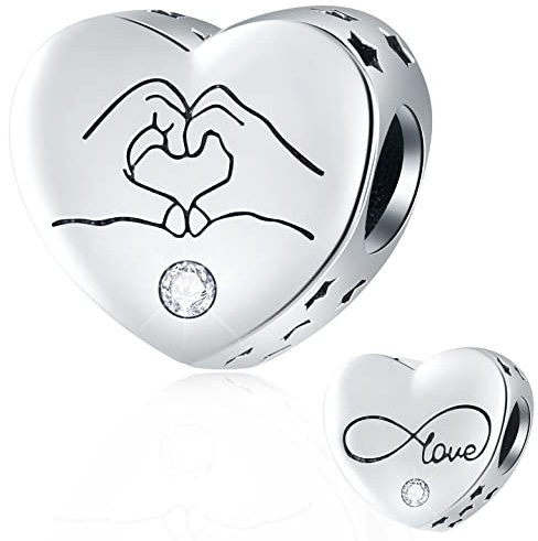 925 Sterling Silber Valentinstag Charms, Magnolia, Liebe Knoten, ich liebe Sie zum Mond und zurück, 4-Blatt Klee, Rose Blume Perlen, passt europäische Charms Armband, Geschenke für Freundin/Frau