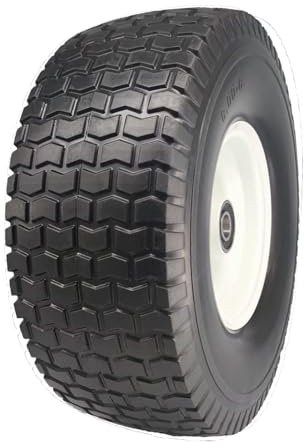 Pneu de tondeuse à gazon plat 13 x 5,00-6 avec roulement 3/4 et 5/8, moyeu central plat et roue pour roue de tondeuse à gazon avant, pneu solide anti-crevaison de 33 cm pour tracteur de jardin