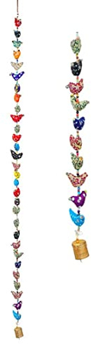 Door Hanging 30 Birds String Metal Bell Hangings for Home Decor(48) | Door Hanging Handmade Fabric Birds Home Decor Wall Decor Boho Indoor Outdoor Entryway for Indian Traditional Festival-Red