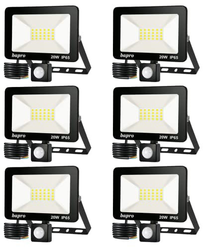 loyal 6er 20W 2000LM LED Strahler mit Bewegungsmelder, IP65 Wasserdicht LED Außenstrahler, Superhell Warmweiß 3000K Fluter Flutlicht, LED Scheinwerfer für Garten Garage Sportplatz