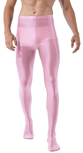 iiniim Homme Legging Collant De Sport Respirant Pantyhose Transparente Bas Collants Danse Pole Moulant Pantalons Thermique Legging Elastique M-XL Rose XL