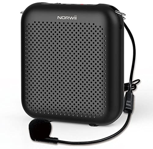 Norwii S358 Portable 4000mAh Rechargeable Voice Amplifier with Wired Microphone Headset & Waistband, Personal Microphone and Speaker for Teachers Tour Guides ect. (Black)