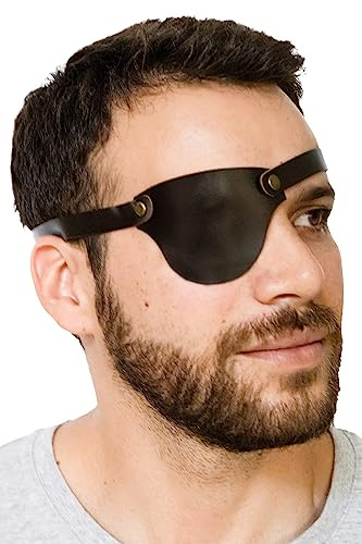 Andean Leather - Cache-œil en cuir, cache-œil pour adultes, cache-œil pirate, cache-œil médical pour œil droit et gauche