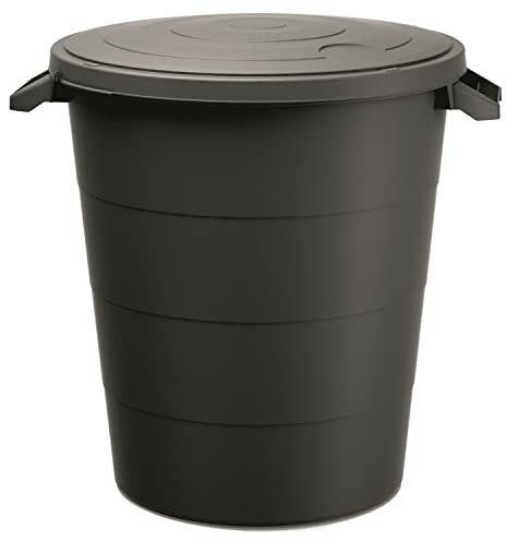 Keden Poubelle lisse avec couvercle – Recyclage 120 l – Réservoir d'eau noir